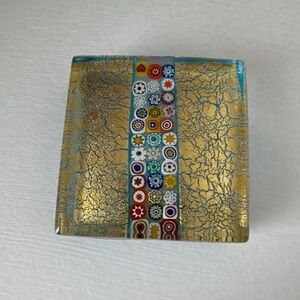Murano Venezia glass and gold millefiori paperweight